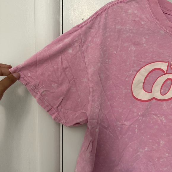 Coca Cola Baby Pink Acid Wash Cherry Coke Cropped Graphic Tee Shirt Size 2X - Picture 4 of 7